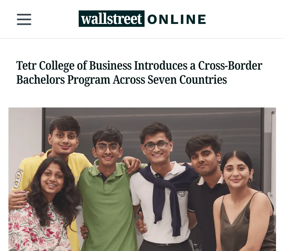 Tetr College of Business introduces a cross-border bachelor's program across seven countries – Wallstreet Online article