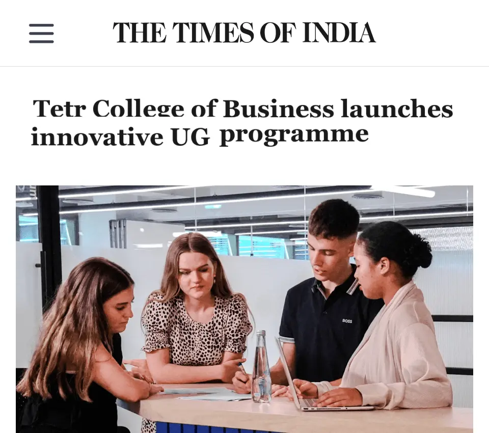 Tetr College of Business launches innovative undergraduate programme – Times of India article