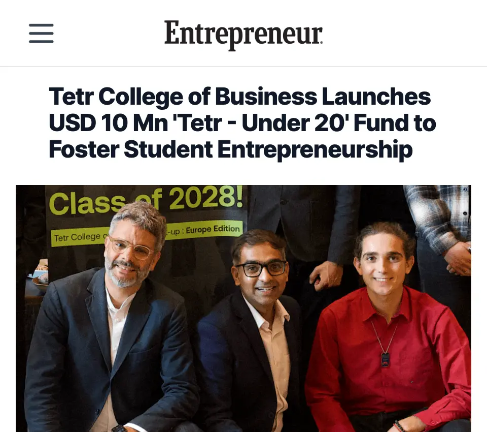 Tetr College launches $10 million Tetr Under initiative – featured in Entrepreneur