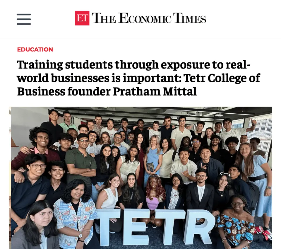 Training students through real-world business exposure – Interview with Tetr College Founder in Economic Times